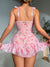 Dames Spaghetti Strap Bloemige Rimpel Lingerie 2