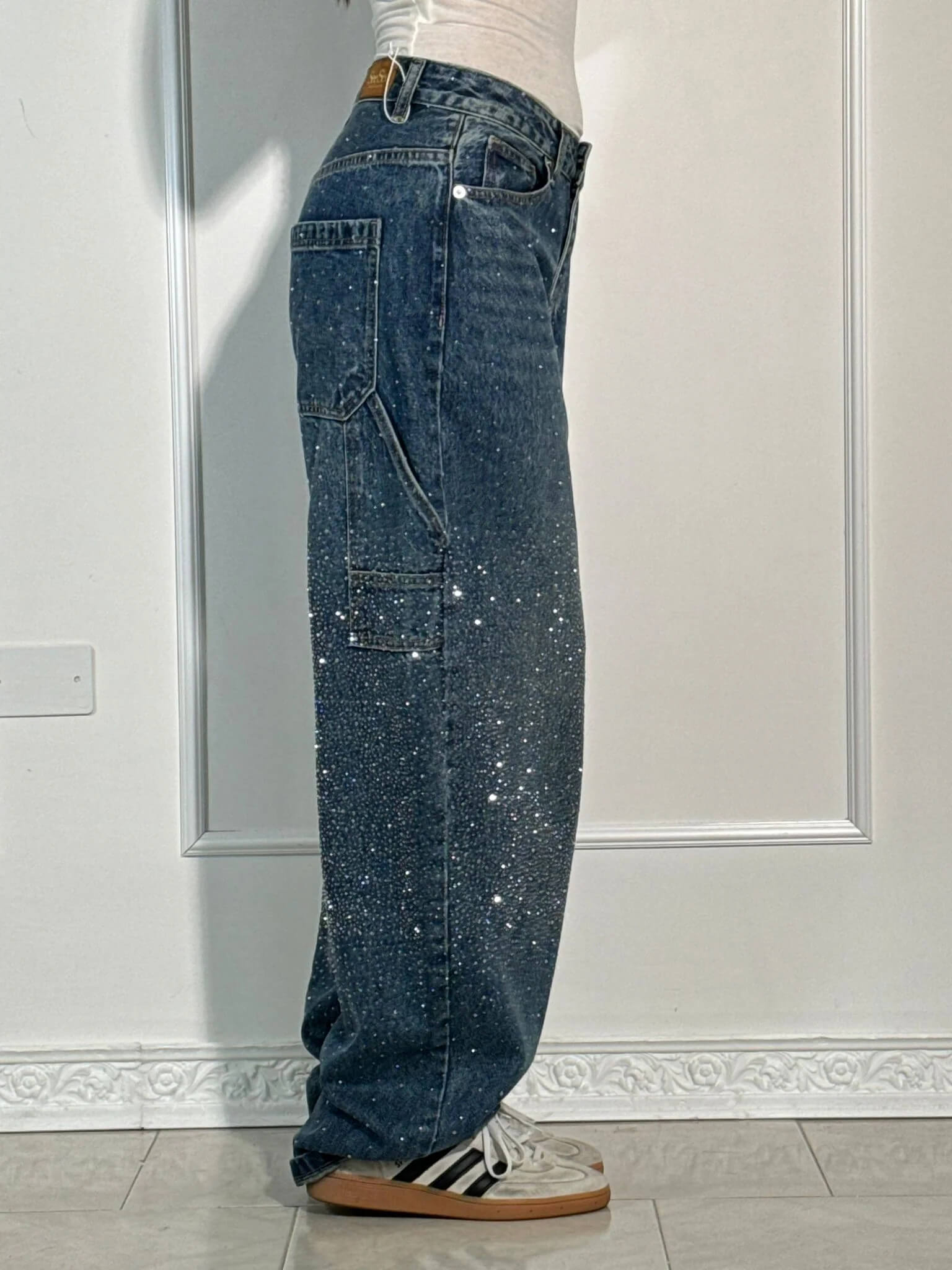 Dames Spijkerbroek Casual Met Diamantdetails 1