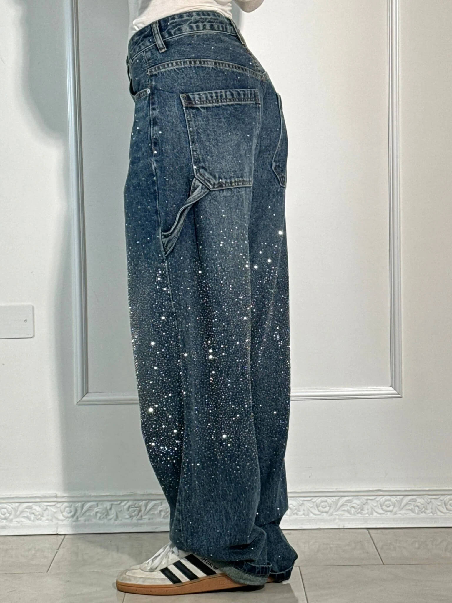 Dames Spijkerbroek Casual Met Diamantdetails 2