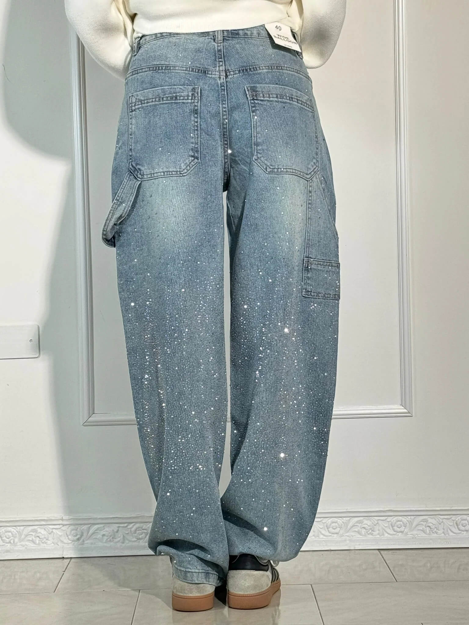 Dames Spijkerbroek Casual Met Diamantdetails 4