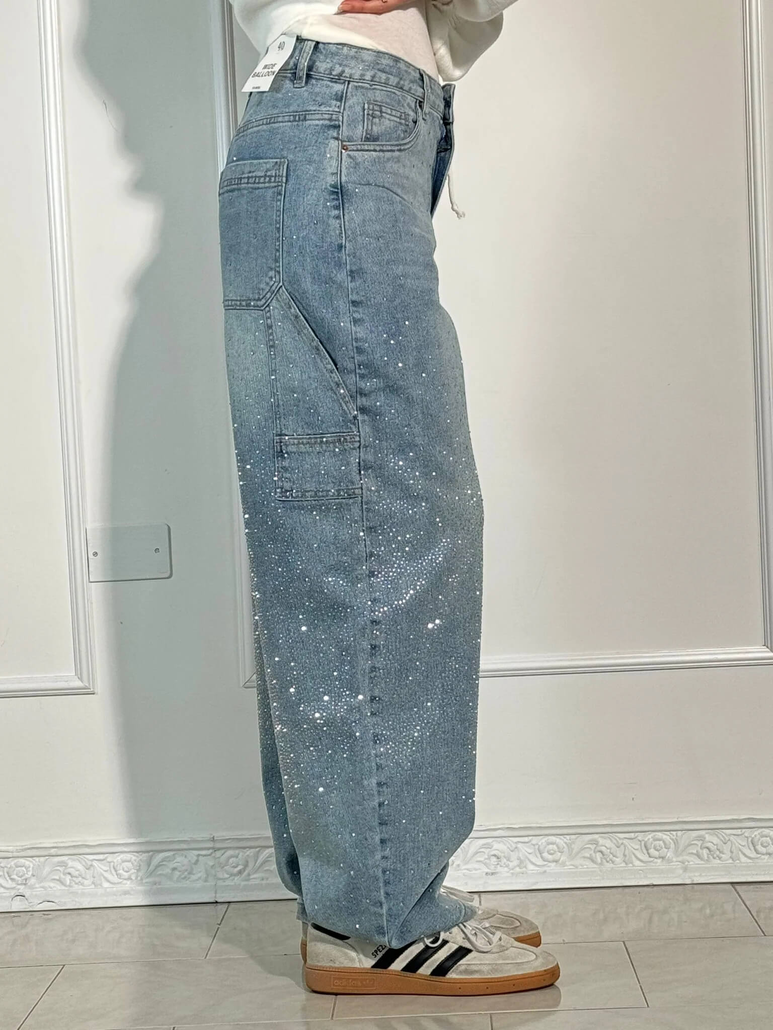 Dames Spijkerbroek Casual Met Diamantdetails 6