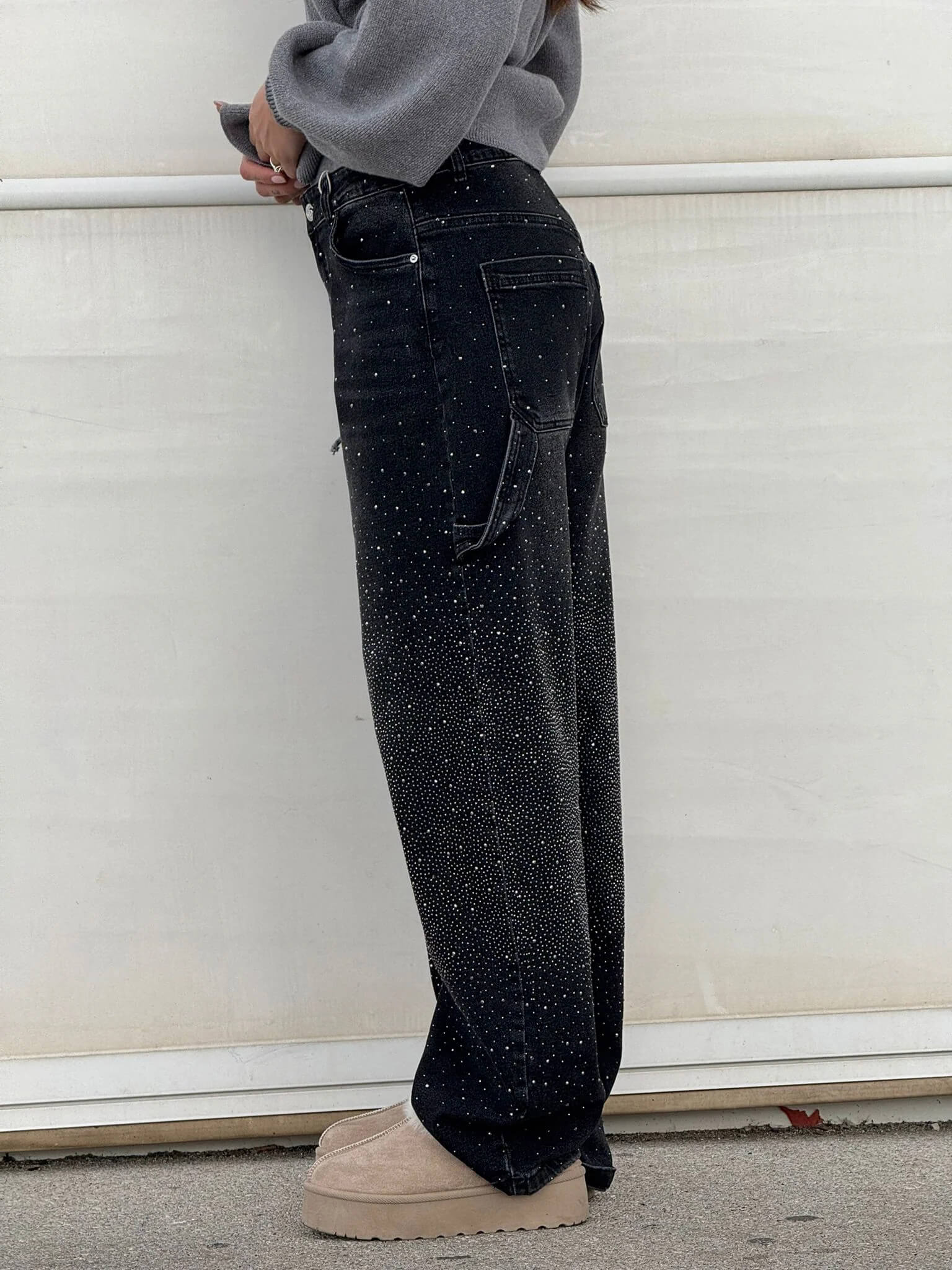 Dames Spijkerbroek Casual Met Diamantdetails 8