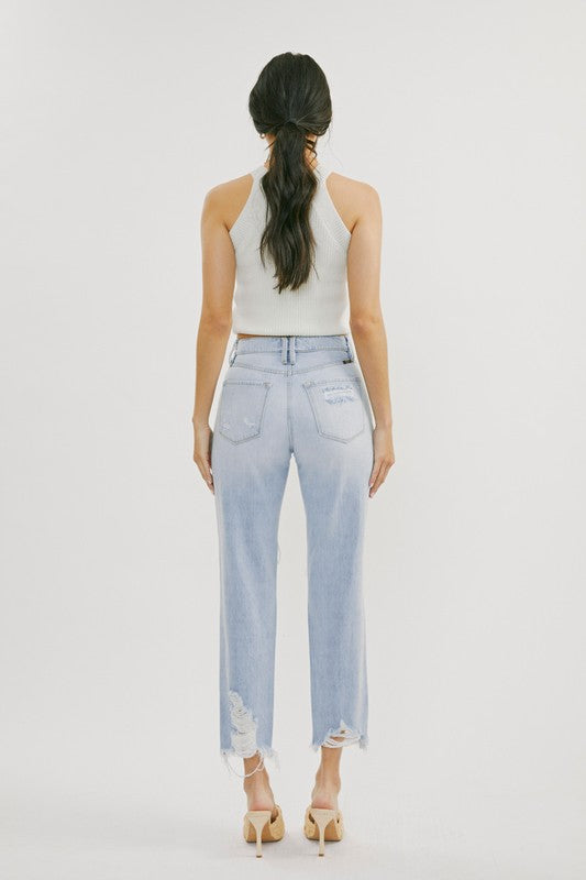 Dames Spijkerbroek Hoge Taille Distressed Denim 2