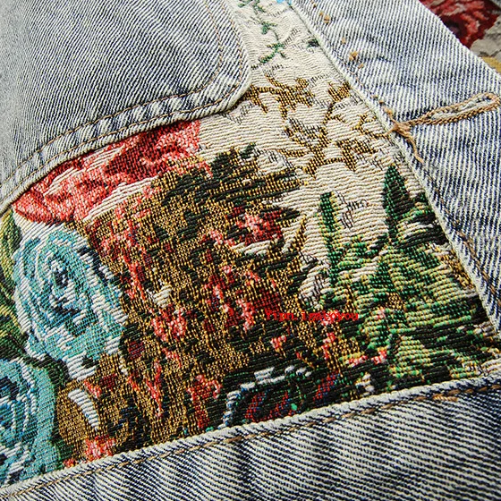 Dames Spijkerjack Bloemenprint Cropped Stijl 7