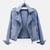 Dames Spijkerjack Oversized Asymmetrische Rits Met Opstaande Kraag 1