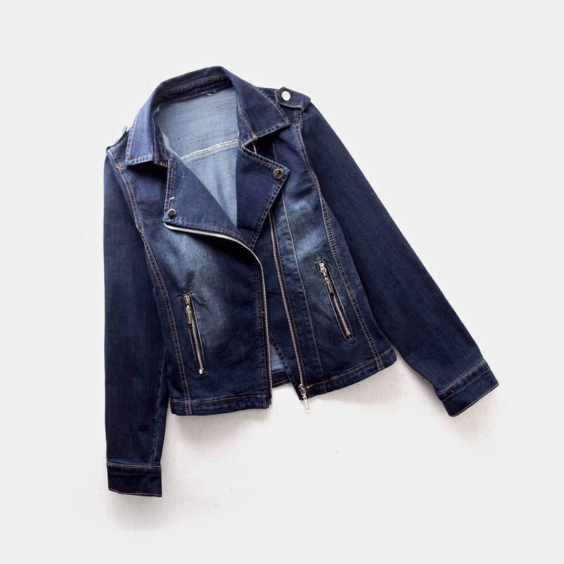 Dames Spijkerjack Oversized Asymmetrische Rits Met Opstaande Kraag 5