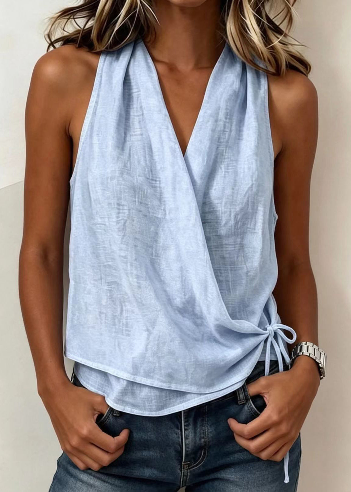 Dames Strandvest Bohemien Mouwloos V-hals 2