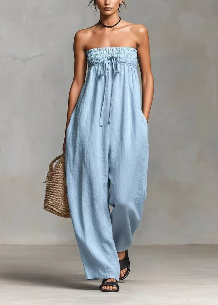 Dames Strapless Jumpsuit Mouwloos Met Trekkoord 2