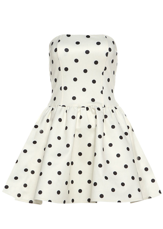 Dames Strapless Jurk met Vrolijke Stippenprint voor Zomerse Dagen 4