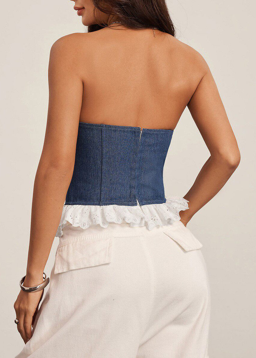 Dames Strapless Tanktop Patchwork Kant Zomerstijl 3