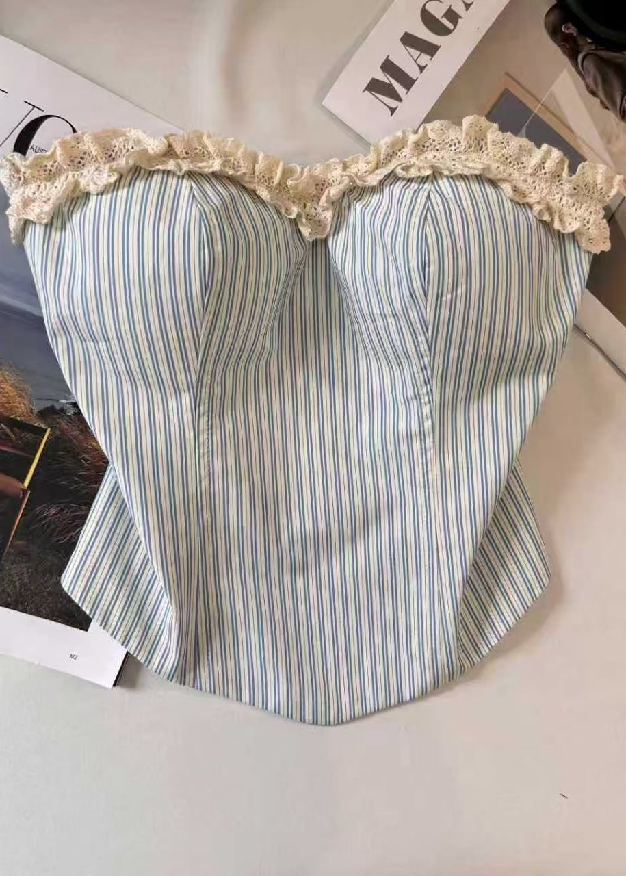 Dames Strapless Top Gestreept Patchwork 0