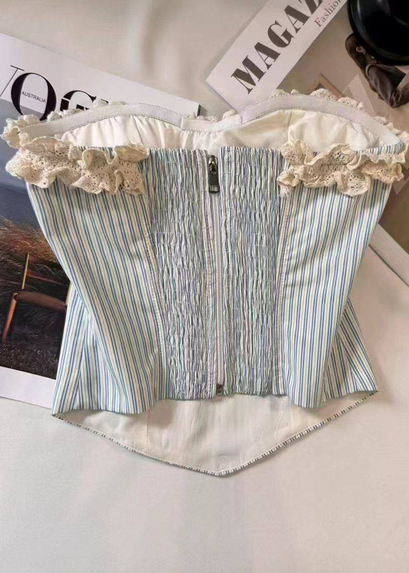 Dames Strapless Top Gestreept Patchwork 1