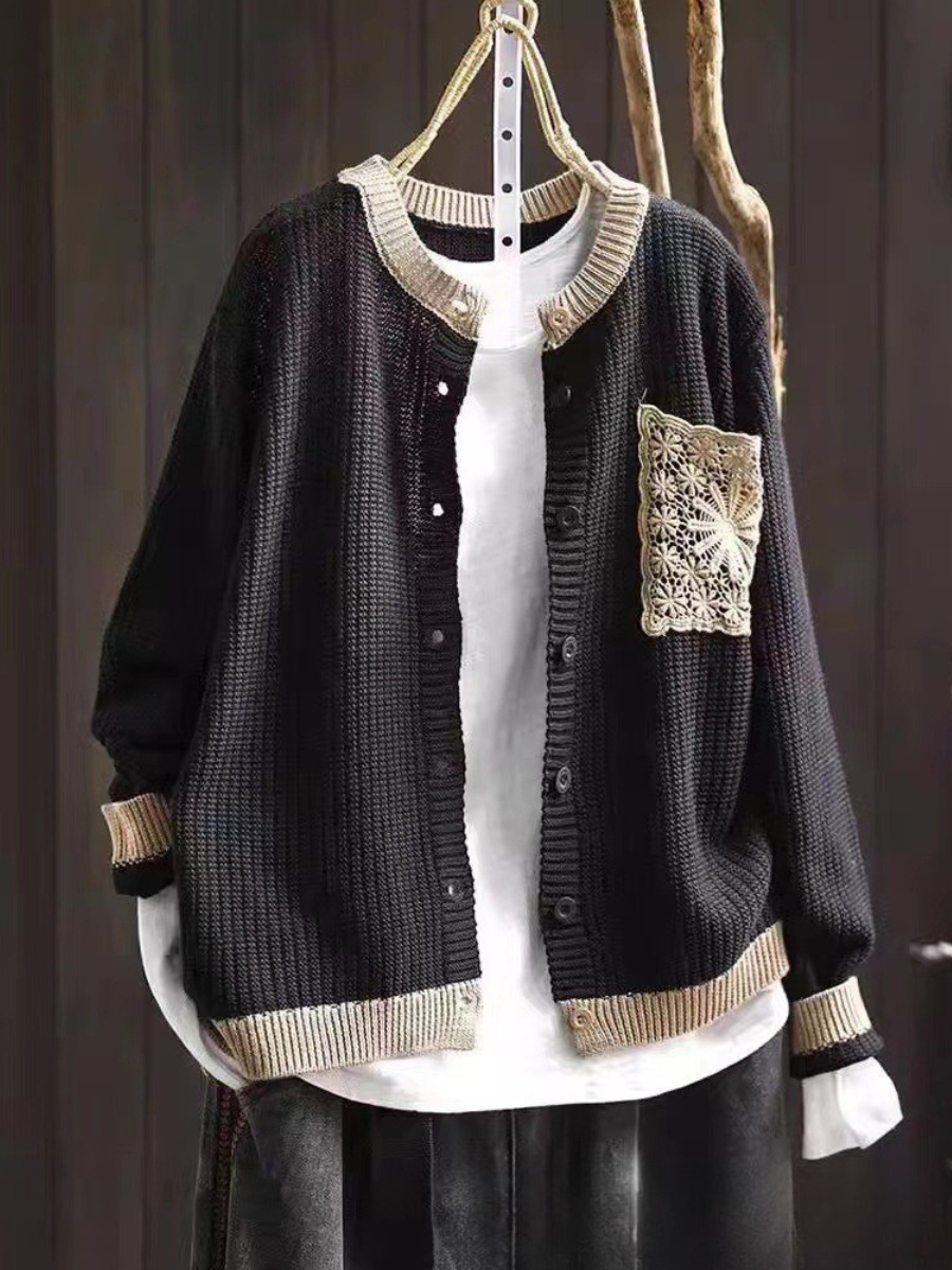 Dames Strickcardigan Met Borstzak 1