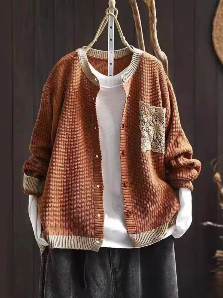 Dames Strickcardigan Met Borstzak 3