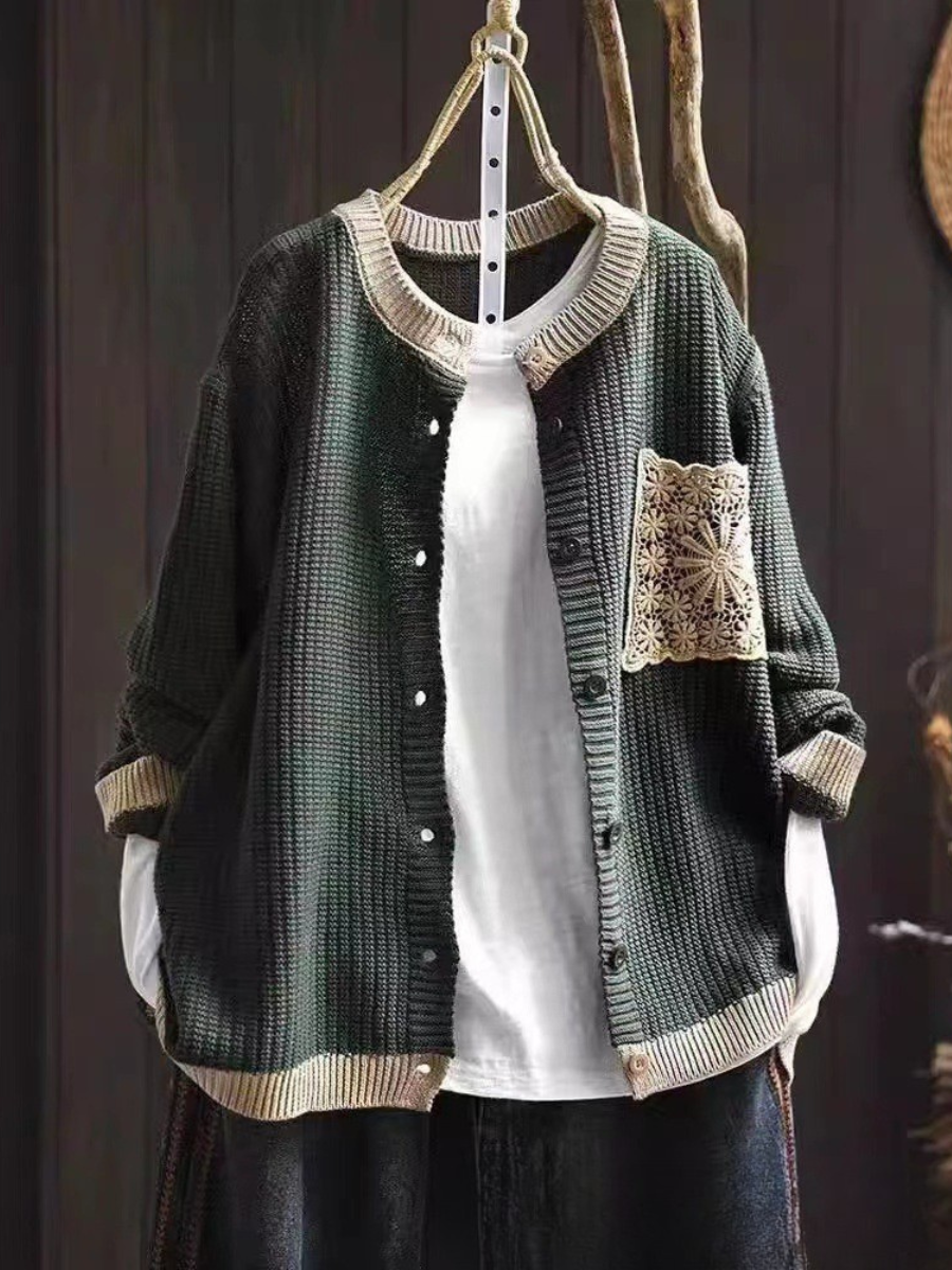 Dames Strickcardigan Met Borstzak 5