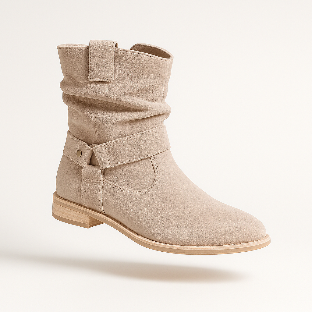Dames Suede Laarsjes Lage Hak met Rits voor Casual en Formele Gelegenheden 1
