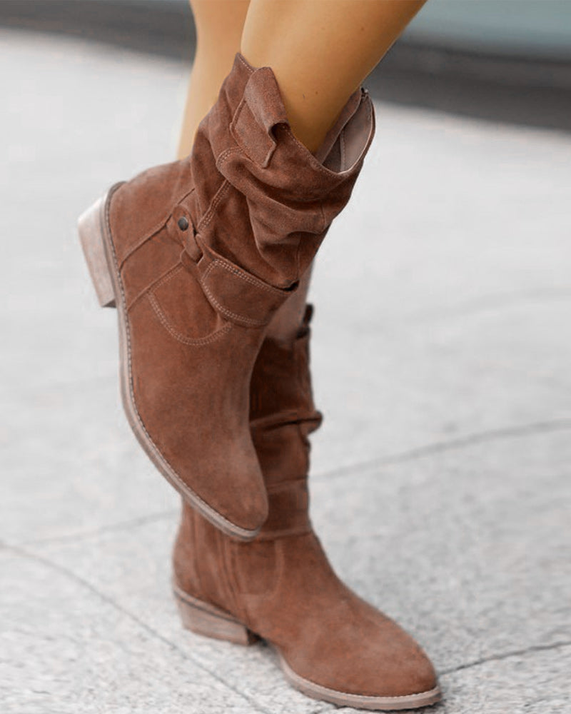 Dames Suede Laarsjes Lage Hak met Rits voor Casual en Formele Gelegenheden 8