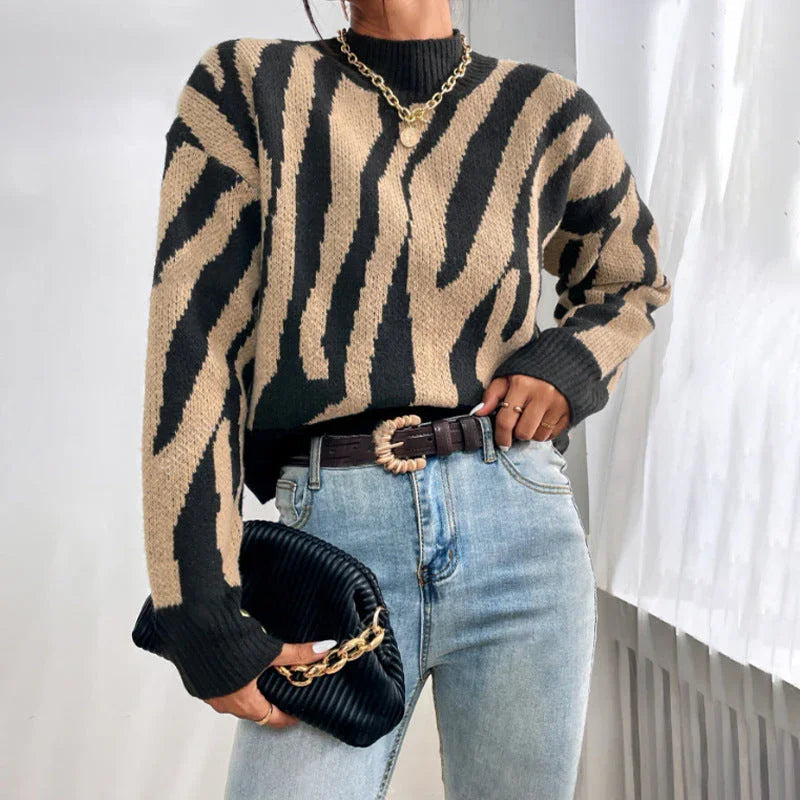 Dames Sweater Dierenprint Ronde Hals Casual Trendy 1