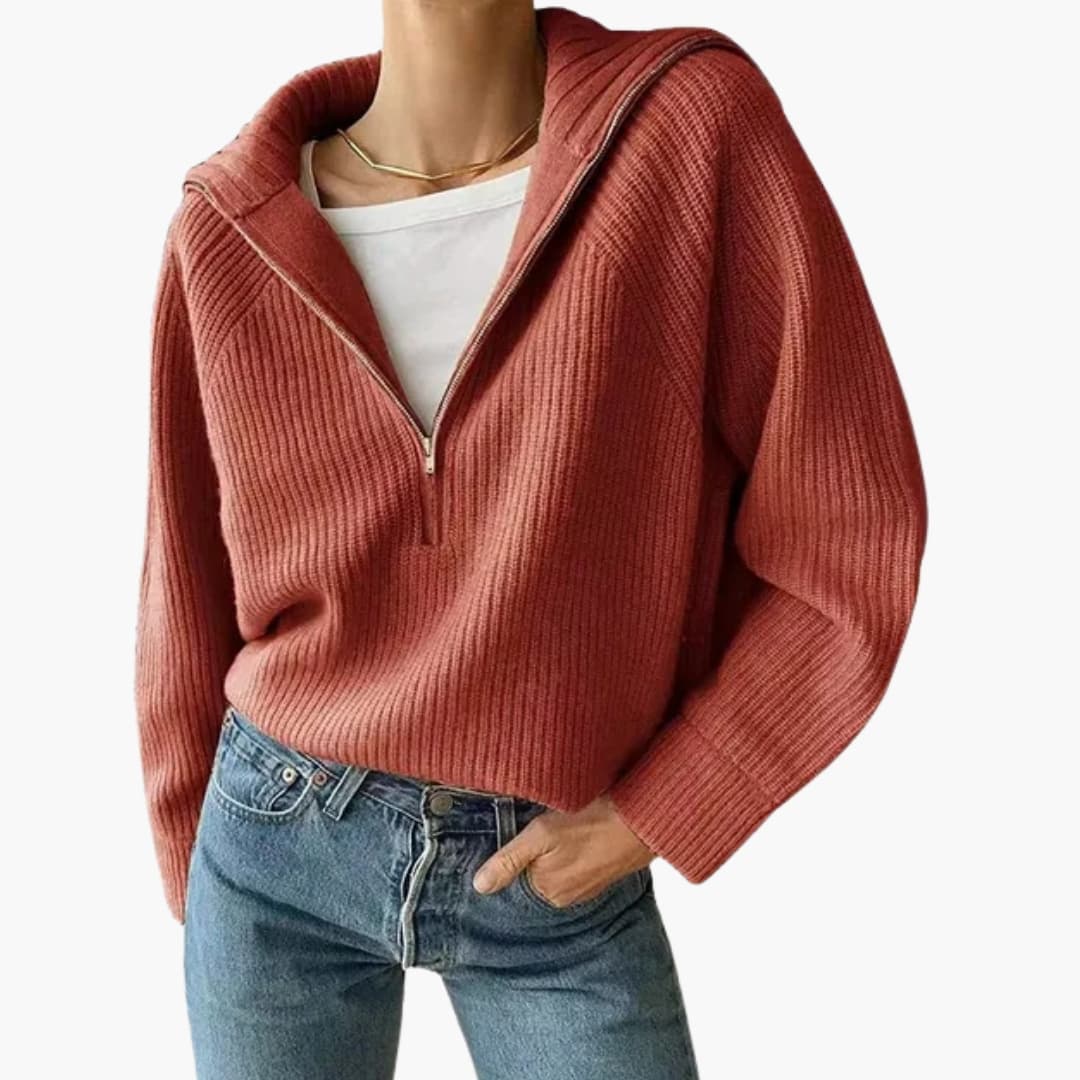 Dames Sweater Halve Rits en Statiefkraag voor Casual en Geklede Looks 2