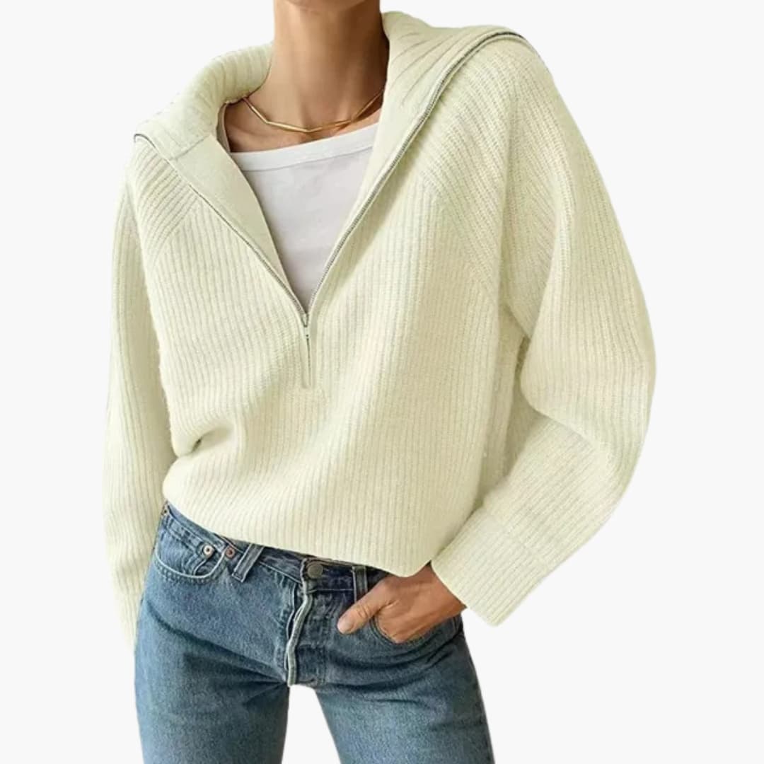 Dames Sweater Halve Rits en Statiefkraag voor Casual en Geklede Looks 3