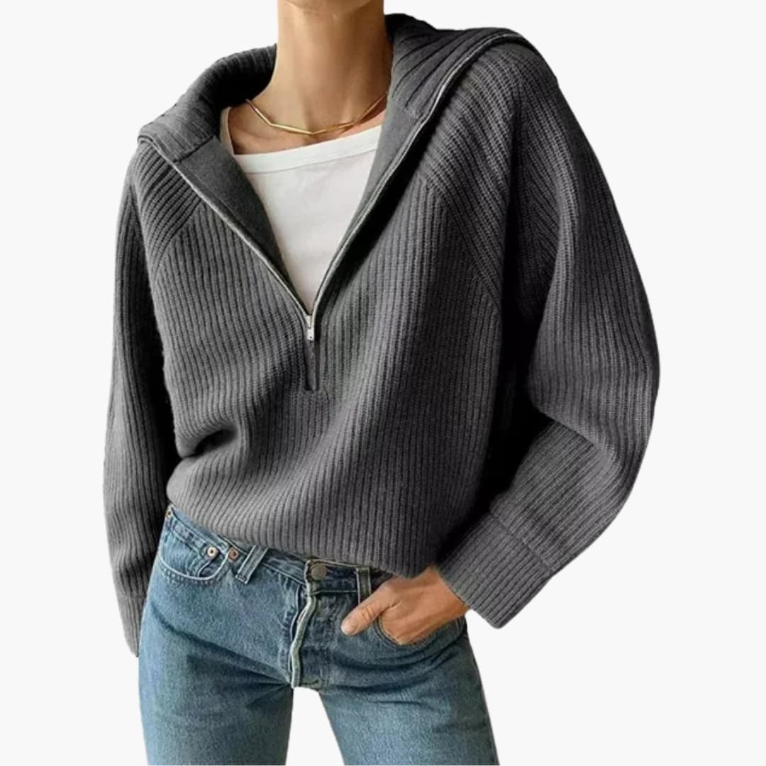 Dames Sweater Halve Rits en Statiefkraag voor Casual en Geklede Looks 4