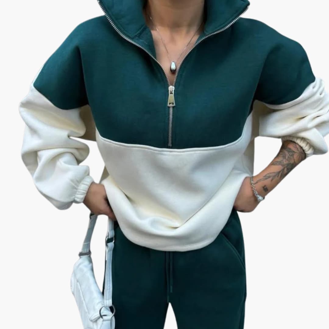 Dames Sweater Met Halve Rits En Hoge Hals - Stijlvolle Truien Dames Met Raglan-Mouwen 2