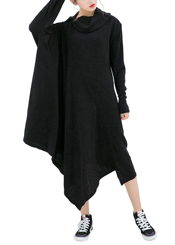 Dames Sweaterjurk Asymmetrisch Ontwerp Hoge Hals 0
