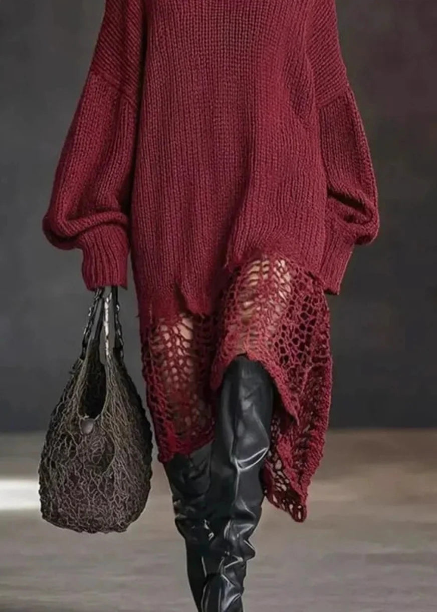 Dames Sweaterjurk V-hals Asymmetrische Zoom 2