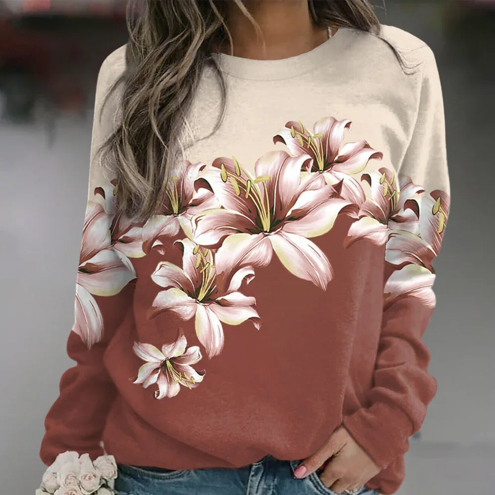 Dames Sweatshirt Bloemenprint Casual 1