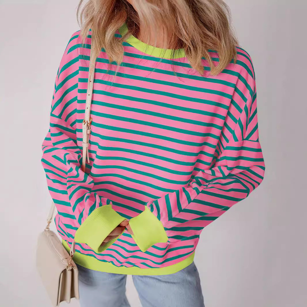 Dames Sweatshirt Boxy Stijl met Contrasterende Biezen 3
