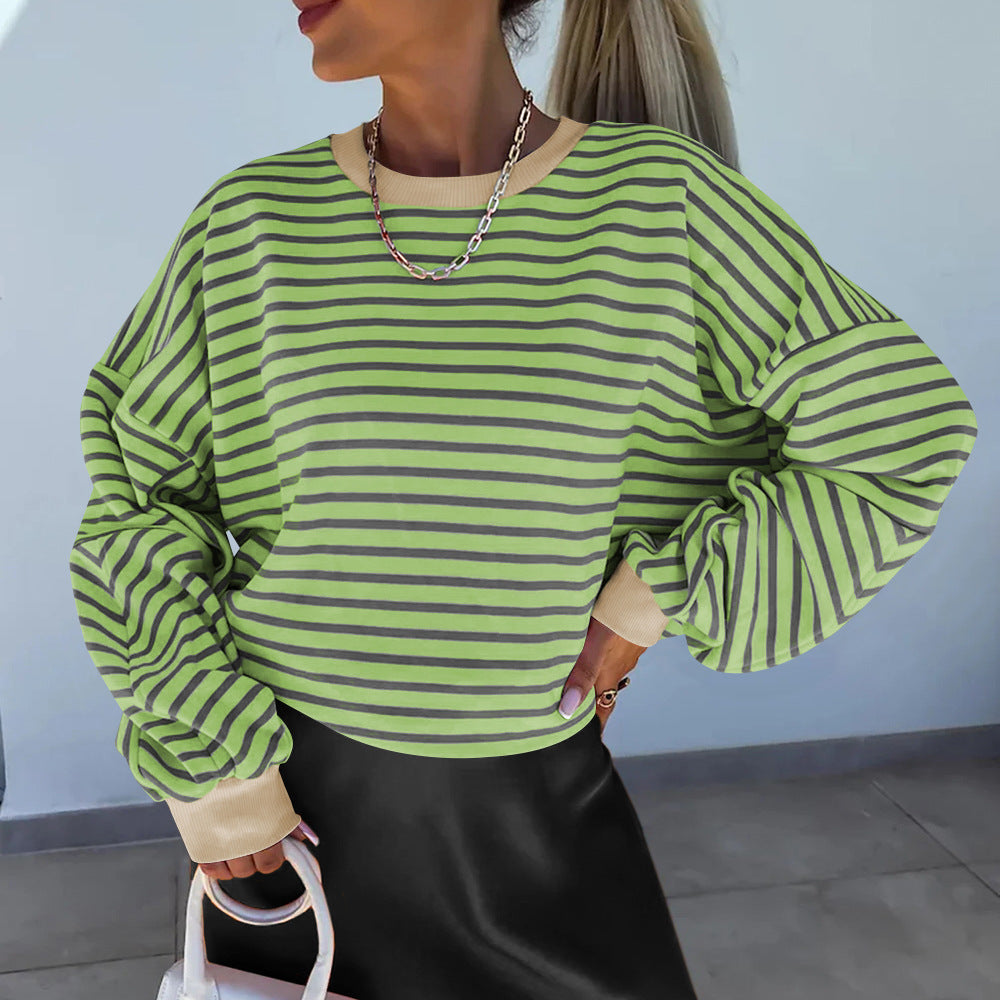 Dames Sweatshirt Boxy Stijl met Contrasterende Biezen 6