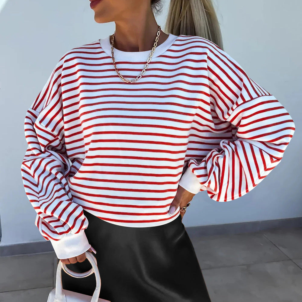 Dames Sweatshirt Boxy Stijl met Contrasterende Biezen 7
