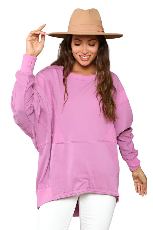 Dames Sweatshirt Casual Contrast Franse Terry 0