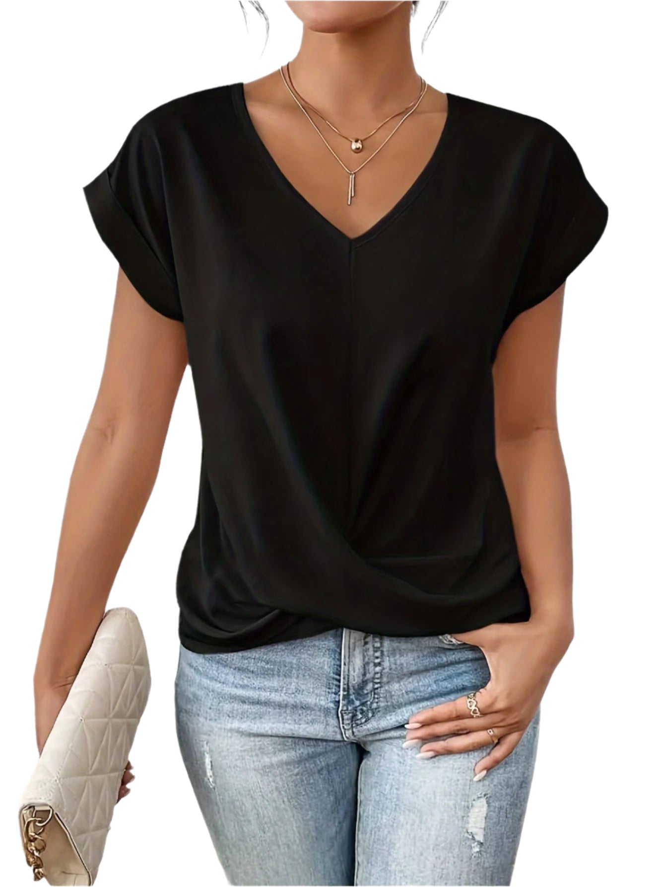 Dames T-Shirt Casual Sweetheart Halslijn 0
