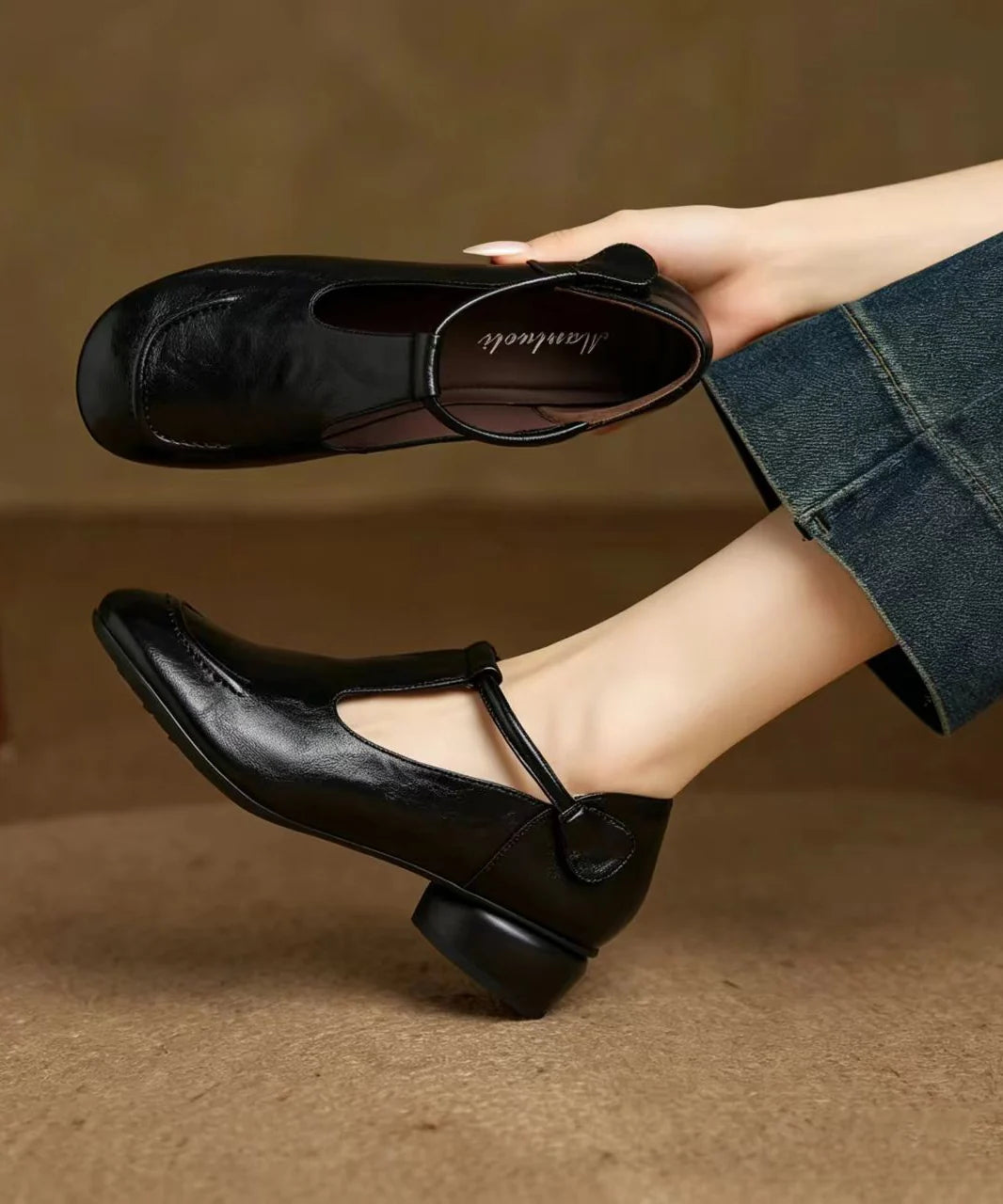 Dames T-band Schoenen met Lage Hak 3