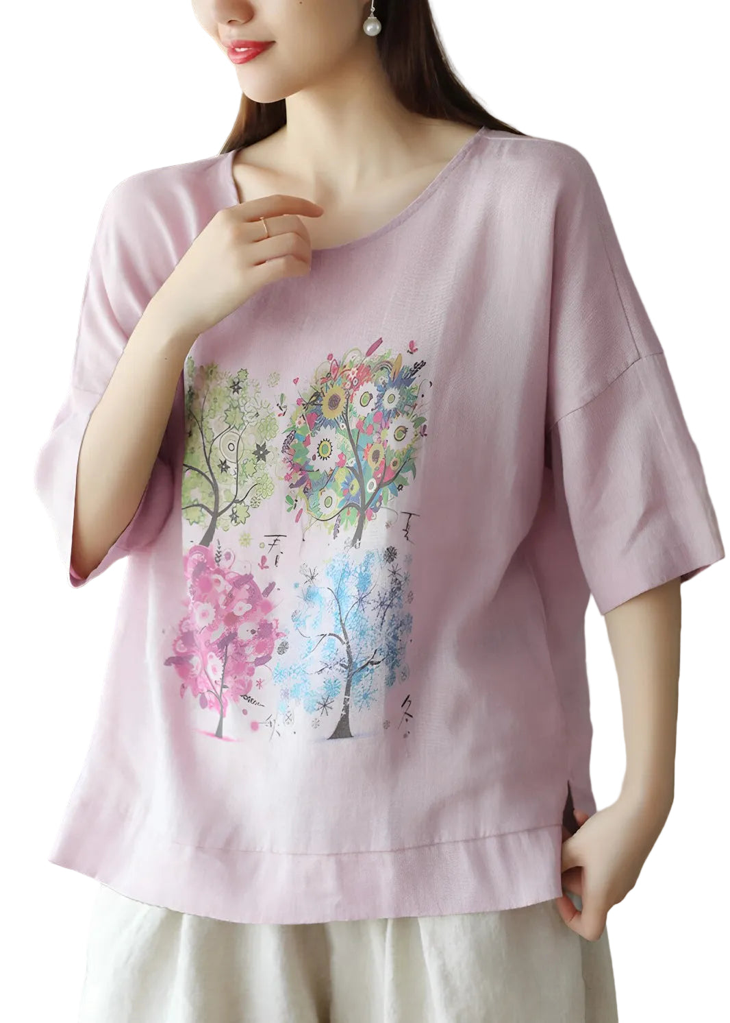 Dames T-shirt Casual Losse Pasvorm O-hals 0