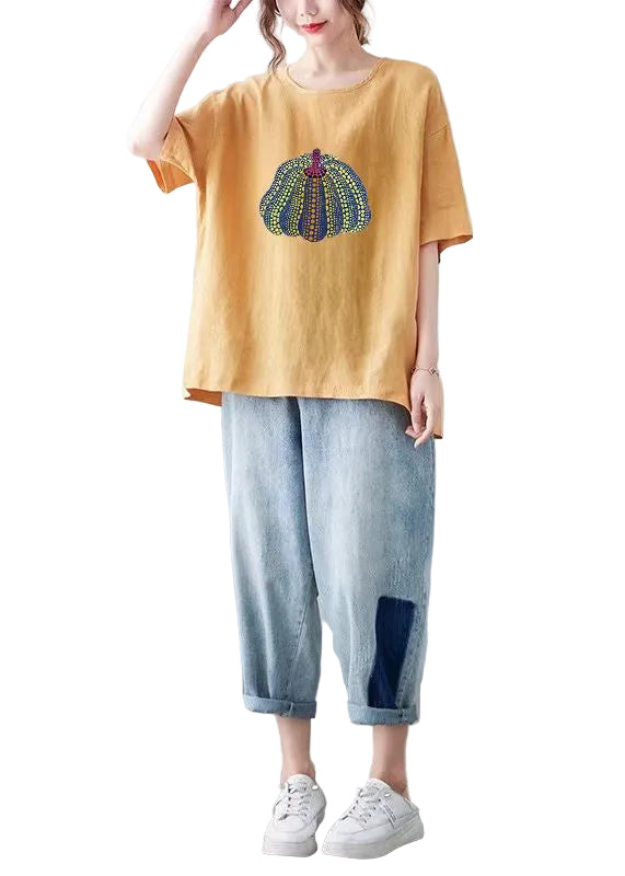 Dames T-shirt Casual O-hals Print Zomerstijl 0