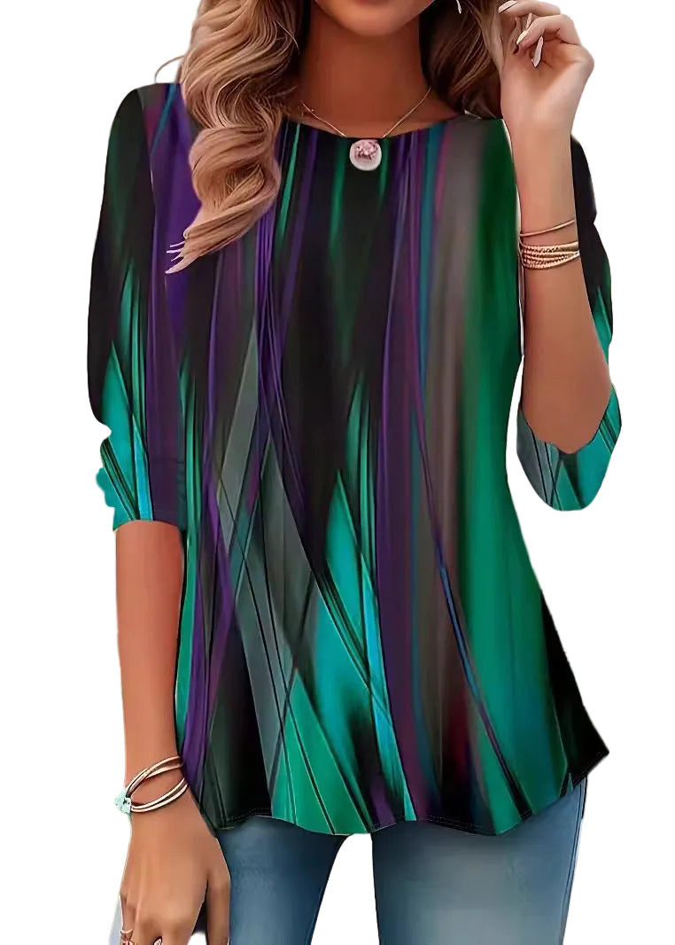 Dames T-shirt Met O-hals en Print 0