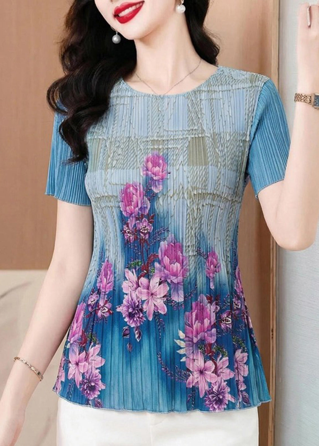 Dames T-shirt O-hals met print Zomerse stijl 1