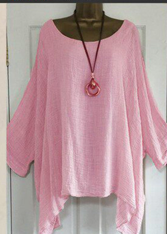 Dames T-shirt Plus Size Asymmetrisch O-hals Halve Mouw 1