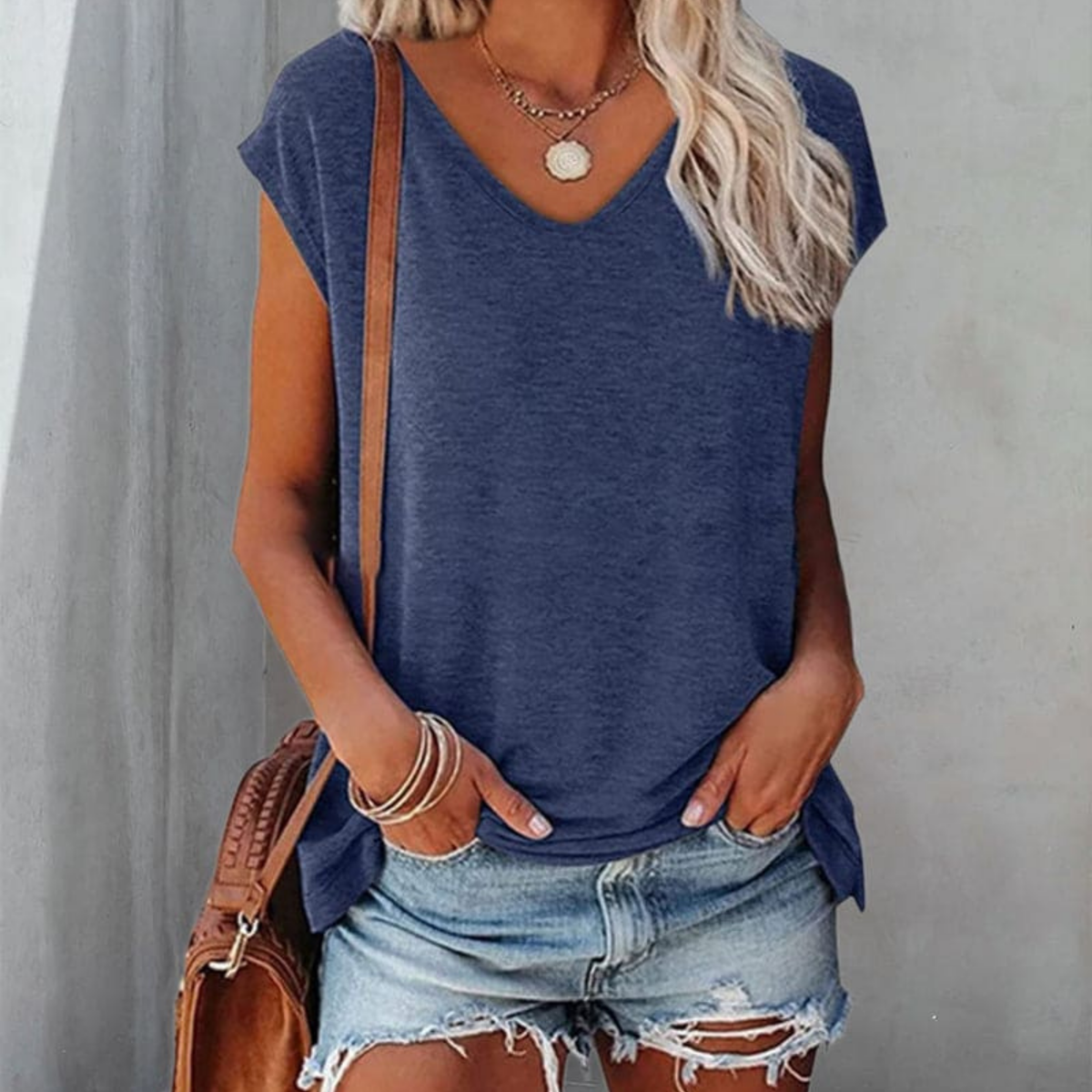 Dames T-shirt V-hals Casual Stijl 1