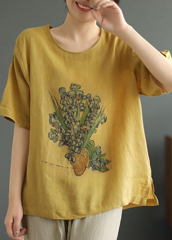 Dames T-shirt met O-hals en print casual stijl 1