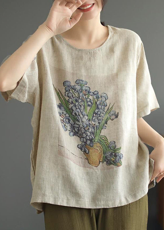 Dames T-shirt met O-hals en print casual stijl 3