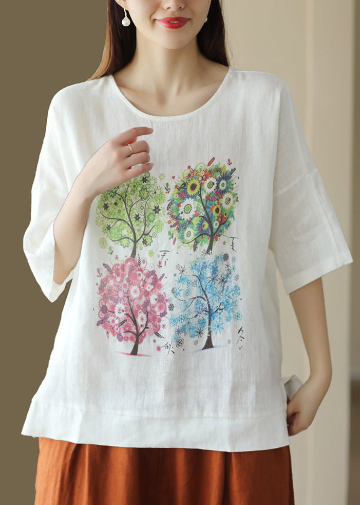Dames T-shirt met O-hals en print casual zomerstijl 2