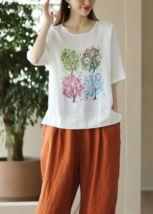 Dames T-shirt met O-hals en print casual zomerstijl 3