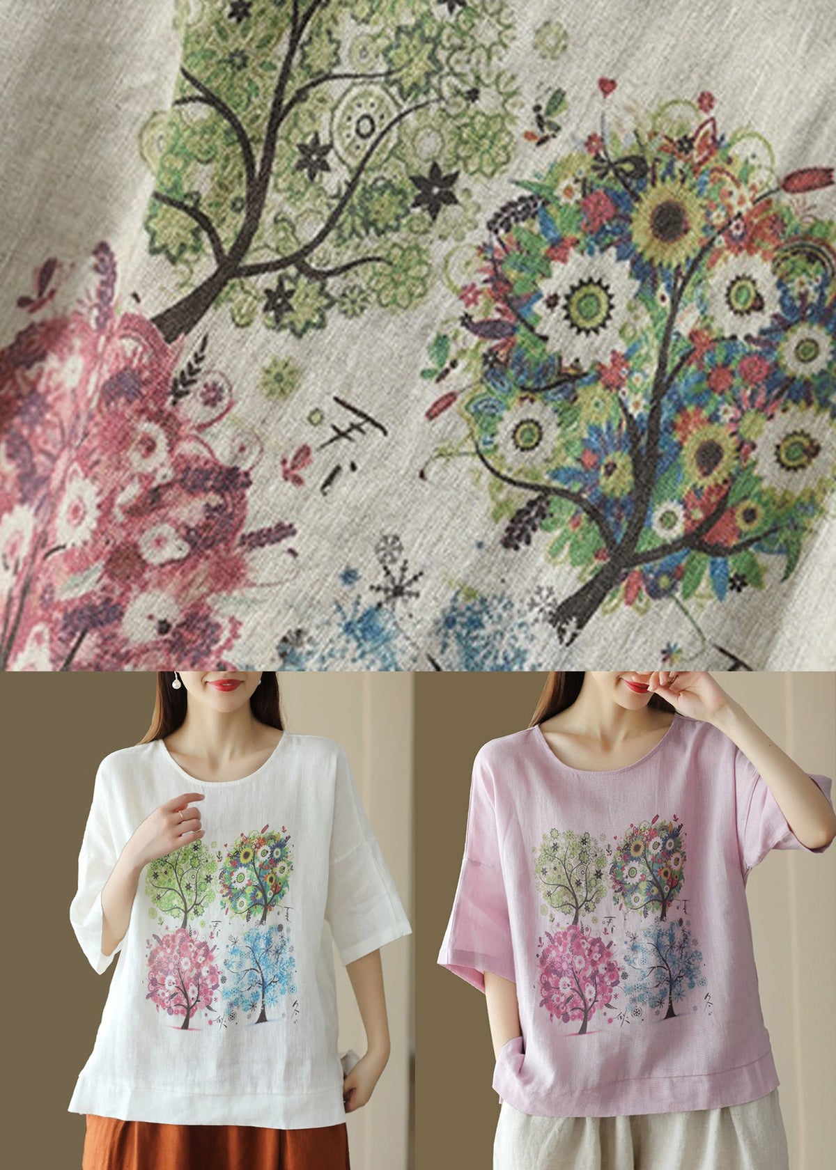 Dames T-shirt met O-hals en print casual zomerstijl 4