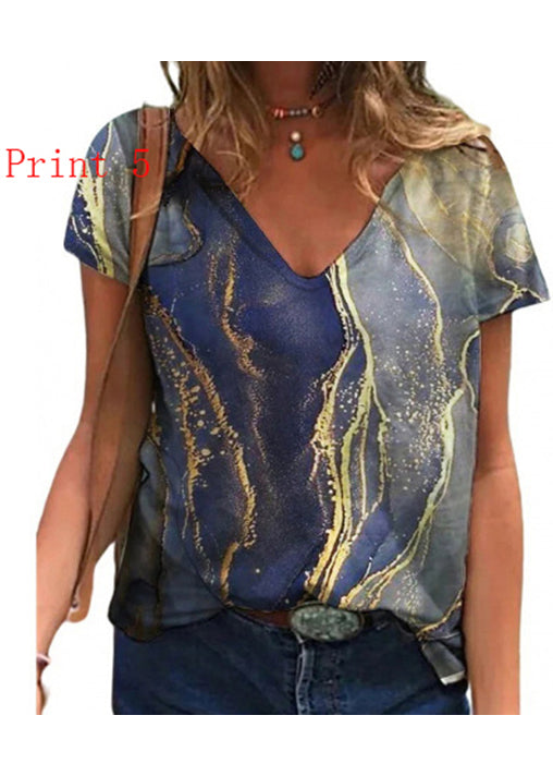 Dames T-shirt met V-hals en Print 4