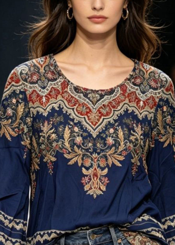 Dames T Shirt Bohemien Stijl Met O-hals En Flare Mouwen 3