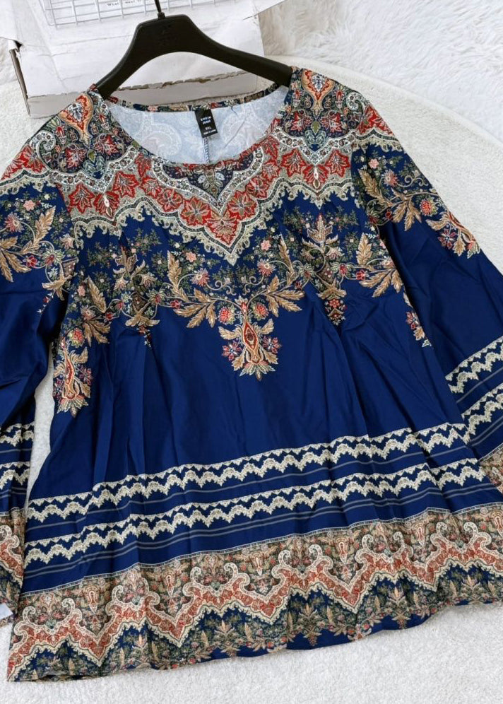 Dames T Shirt Bohemien Stijl Met O-hals En Flare Mouwen 4