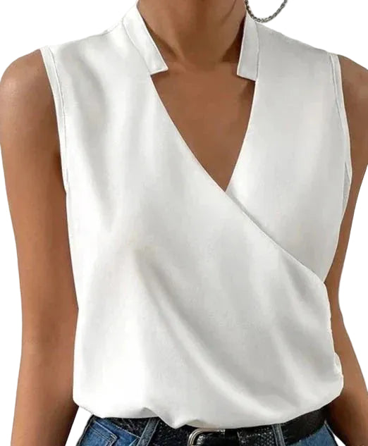Dames Tanktop Mouwloos Chic Met Cross Neckline 0